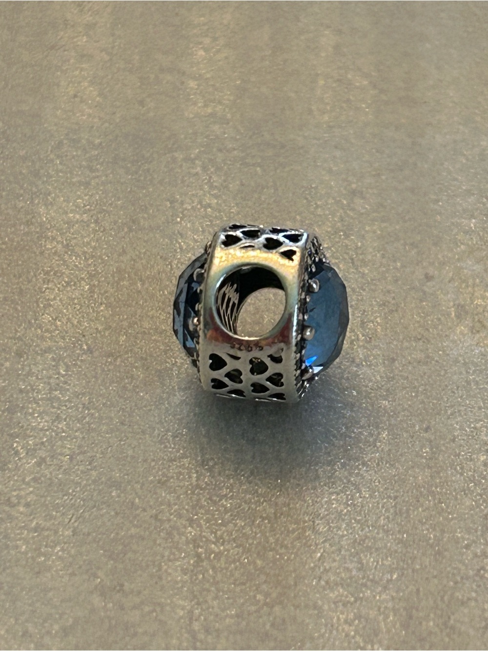 PANDORA Retired Glacier Blue Radiant Hearts Charm w/ Dark Blue Crystal Pavé S925 - Picture 4 of 11